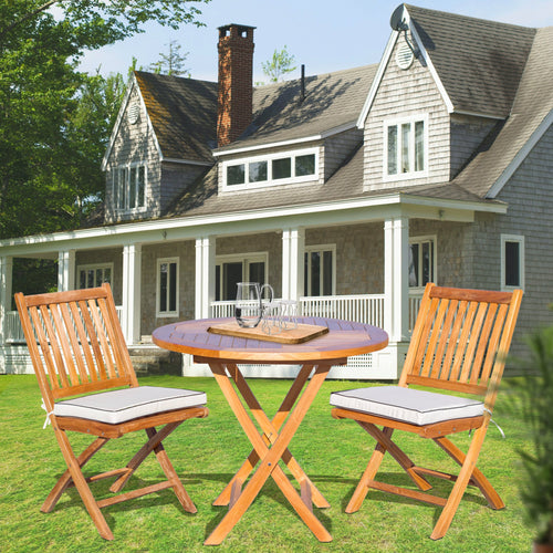 3 Piece Teak Wood Santa Barbara Patio Dining Set, 36