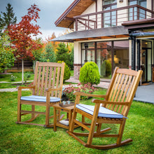3 Piece Teak Wood Santiago Patio Lounge Set with 2 Rocking Chairs and Side Table