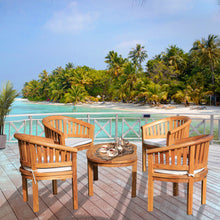 5 Piece Teak Wood Peanut Patio Conversation Set with 4 Chairs and Coffee Table