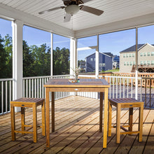 3 Piece Teak Wood Seville Medium Counter Height Patio Bistro Set, 2 Counters Stools and 35" Square Table
