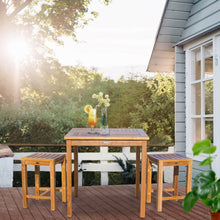 3 Piece Teak Wood Seville Medium Counter Height Patio Bistro Set, 2 Counters Stools and 35" Square Table