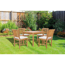 5 Piece Teak Wood Florence Bistro Dining Set with 35" Square Table and 4 Side Chairs