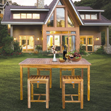 5 Piece Teak Wood Antigua Patio Counter Height Bistro Set with 63" Rectangular Table and 4 Stools