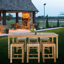 7 Piece Teak Wood Antigua Patio Counter Height Bistro Set with 71" Rectangular Table and 6 Stools
