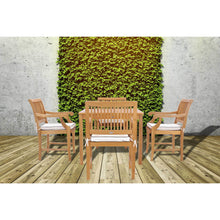 5 Piece Teak Wood Florence Bistro Dining Set with 35" Square Table and 4 Arm Chairs