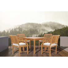 5 Piece Teak Wood Florence Bistro Dining Set with 35" Square Table and 4 Arm Chairs