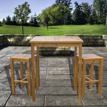 3 Piece Teak Wood Havana Patio Bistro Bar Set with 35" Table & 2 Barstools