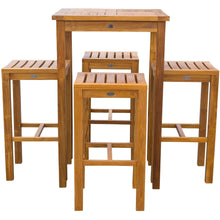 Teak Wood Havana Square Outdoor Bar Table, 27 Inch