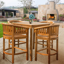 5 Piece Teak Wood Peanut Patio Bistro Bar Set with 4 Bar Chairs and 35" Bar Table