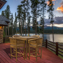 5 Piece Teak Wood Peanut Patio Bistro Bar Set with 4 Bar Chairs and 35" Bar Table