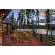 5 Piece Teak Wood Peanut Patio Bistro Bar Set with 4 Bar Chairs and 35" Bar Table