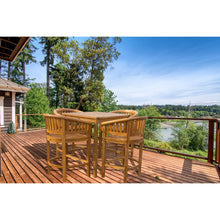 5 Piece Teak Wood Peanut Patio Bistro Bar Set with 4 Bar Chairs and 35" Bar Table