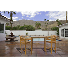 3 Piece Teak Wood Peanut Patio Bistro Bar Set with 2 Bar Chairs and 35" Bar Table