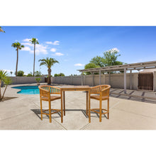 3 Piece Teak Wood Peanut Patio Bistro Bar Set with 2 Bar Chairs and 35" Bar Table