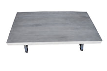 Muan Rustic Grey Wash Recycled Mango Wood Coffee Table with Ironwork Base