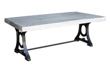 Muan Rustic Grey Wash Recycled Mango Wood Coffee Table with Ironwork Base