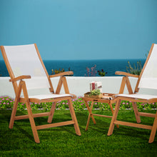 Teak Wood California Reclining Chair with White Batyline Sling