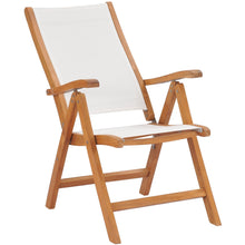 Teak Wood California Reclining Chair with White Batyline Sling