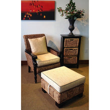 Water Hyacinth Rome Woven Ottoman with Cushion