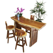 Suar Live Edge Slab Freestanding Bar with Shelf, 79 Inch (choice of table tops)