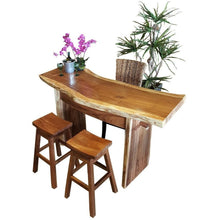 Suar Live Edge Slab Freestanding Bar with Shelf, 79 Inch (choice of table tops)