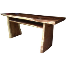 Suar Live Edge Slab Freestanding Bar with Shelf, 98 Inch (choice of table tops)