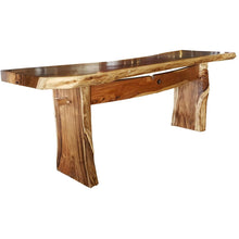 Suar Live Edge Slab Freestanding Bar with Shelf, 118 Inch (choice of table tops)