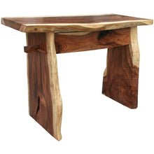 Suar Live Edge Slab Freestanding Bar with Shelf, 79 Inch - Chic Teak