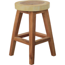 Suar Live Edge Round Counter Stool, 24 inch - Chic Teak