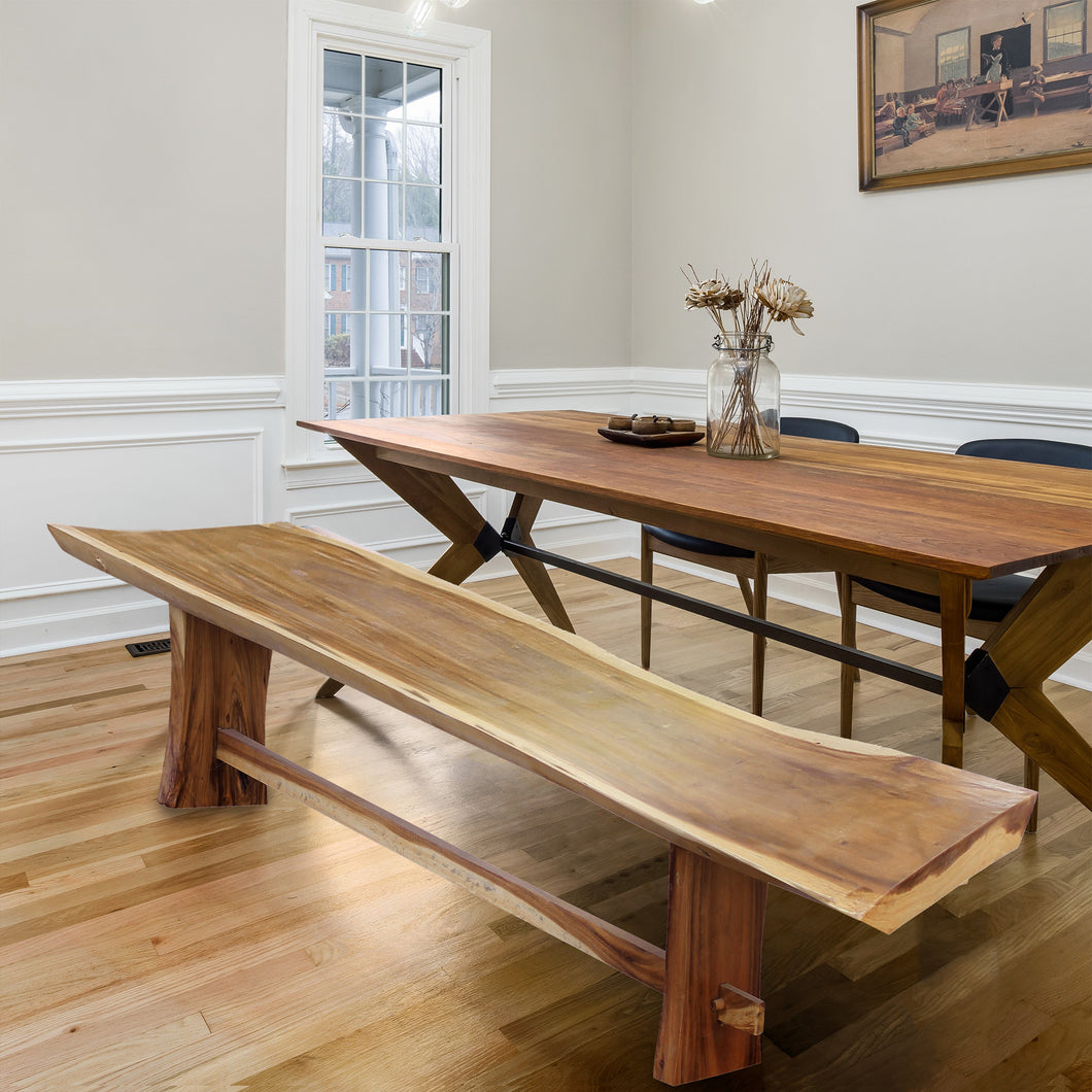 Suar Live Edge Slab Backless Bench approximately 98