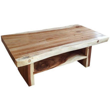 Suar Live Edge Slab Coffee Table With Shelf - Chic Teak