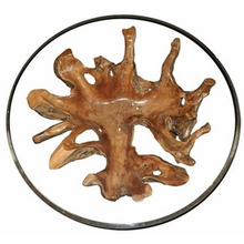 Teak Wood Root Coffee Table Including 43 Inch Round Glass Top