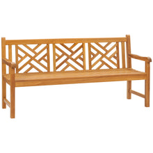 Teak Wood Chippendale Triple Bench