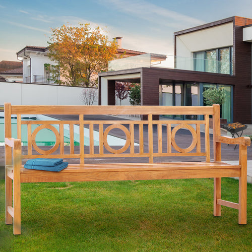 Teak Wood Triple-O Bench, 6 Foot
