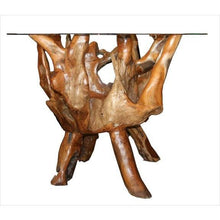 Teak Wood Root Bar Table Including 36 Inch Round Glass Top