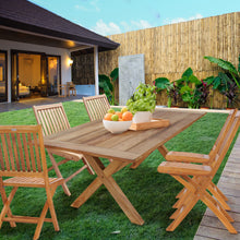 Teak Wood Cross Indoor/Outdoor Dining Table 87" x 40"