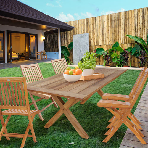 Teak Wood Cross Indoor/Outdoor Dining Table 87