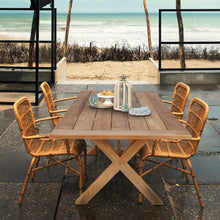 Teak Wood Cross Indoor/Outdoor Dining Table 87" x 40"