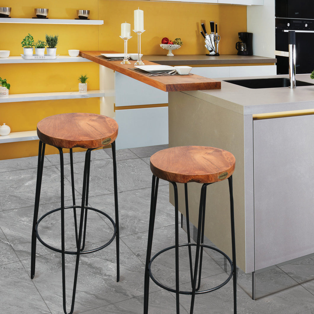 Teak Wood Round Bar Stool