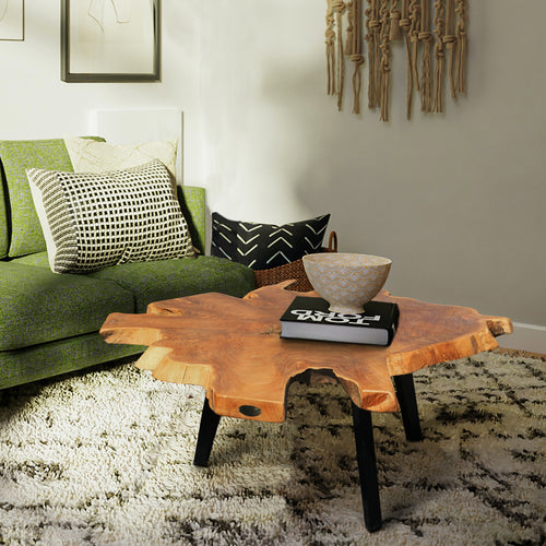 Rustic Recycled Teak Wood Ampyang Abstract Coffee Table
