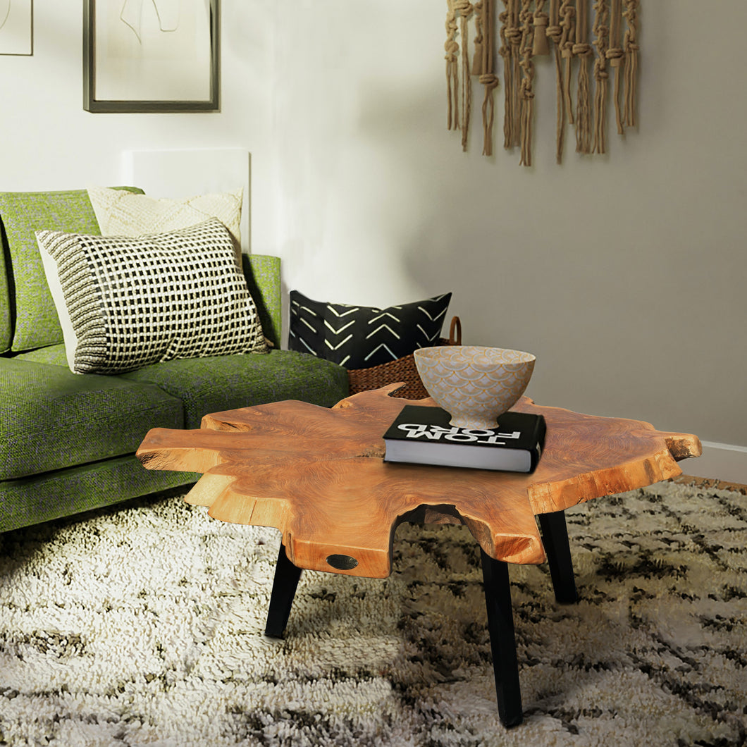 Rustic Recycled Teak Wood Ampyang Abstract Coffee Table