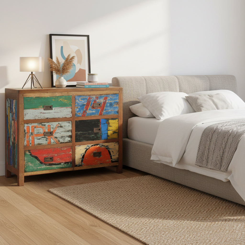 Marina del Rey Dresser / Chest with 2 x 3 Drawers made from Recycled Teak Wood Boats