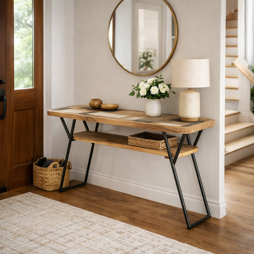 Recycled Teak Wood Brux Art Deco Console / Serving Table