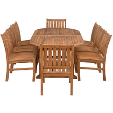 9 Piece Teak Wood Dining Set including Oval Extension Table with 2 Abaco Arm and 6 Side Chairs