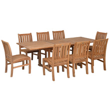 9 Piece Teak Wood Dining Set including Rectangular Extension Table with 8 Abaco Side Chairs