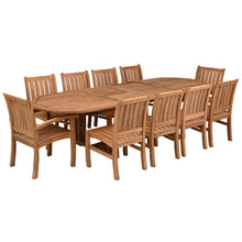 11 Piece Teak Wood Dining Set including Oval Double Extension Table with 2 Abaco Arm Chairs & 8 Side Chairs