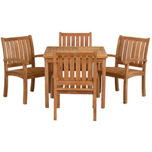 5 Piece Teak Wood Bistro Dining Set including 35" Square Table with 4 Abaco Arm Chairs