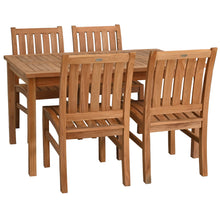 5 Piece Teak Wood Bistro Dining Set including 55" Rectangular Table with 4 Abaco Side Chairs