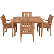 5 Piece Teak Wood Bistro Dining Set including 55" Rectangular Table with 4 Abaco Arm Chairs