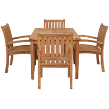 5 Piece Teak Wood Bistro Dining Set including 55" Rectangular Table with 4 Abaco Arm Chairs